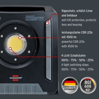 Brennenstuhl Multi Battery LED Akku Baustrahler 4000 MA 1173140400