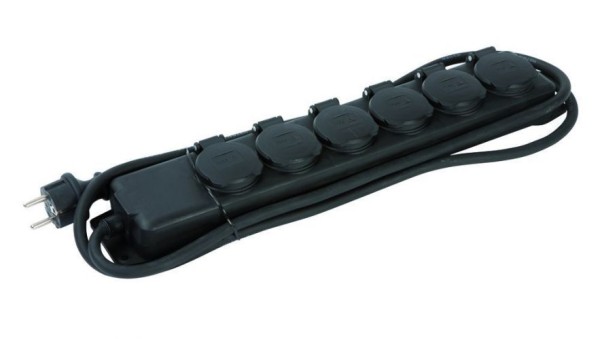 Brennenstuhl Steckdosenverteiler IP44 Baustelleneinsatz und Outdoor 6-fach schwarz, 6-fach Verteiler 1159970
