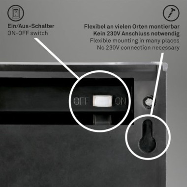 BRILONER – Solar LED Wandleuchte, 10 cm, anthrazit, 3133015