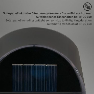 BRILONER – Solar LED Wandleuchte, 10 cm, anthrazit, 3133015