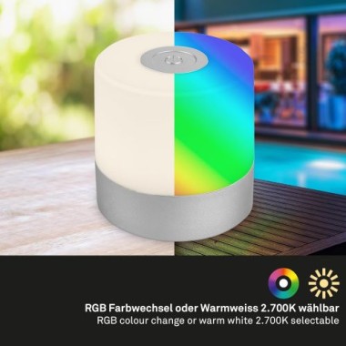 BRILONER LED Akku-Tischleuchte, 7 cm, Touch, 1,5W, 100lm, chrom-matt, 7462014