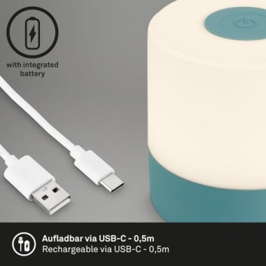 BRILONER LED Akku-Tischleuchte, 7 cm, Touch, 2W, 150lm, blau, 7461010