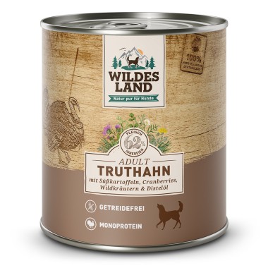 Wildes Land Classic Adult, Nassfutter, Truthahn mit Süßkartoffel, 800g Dose, WL511123