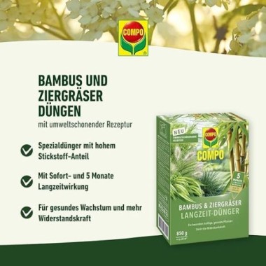 COMPO Bambus & Ziergräser Langzeit-Dünger, 5 Monate Langzeitwirkung, 850 g, 22 m², 26048