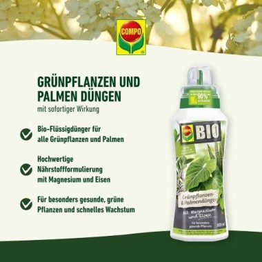 COMPO BIO Grünpflanzendünger und Palmendünger, 100% natürliche Inhaltsstoffe, 500 ml, 26829