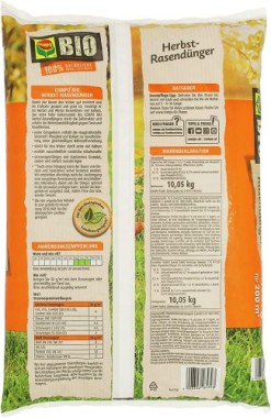 Compo BIO Herbst-Rasendünger, mit 3 Monate Langzeitwirkung, 10,05 kg, 200 m², 28589