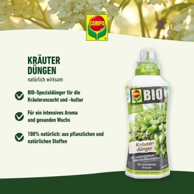 COMPO BIO Kräuterdünger für alle Gewürzpflanzen und Kräuter, 500 ml, 22246
