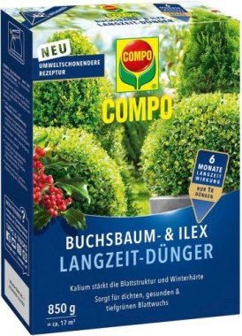 COMPO Buchsbaum- und Ilex Langzeit-Dünger, 6 Monate Langzeitwirkung, 850 g, 17 m², 23852