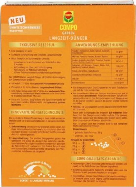 COMPO Garten Langzeit-Dünger für Gartenpflanzen, 6 Monate Langzeitwirkung, 2 kg, 37 m², 26050