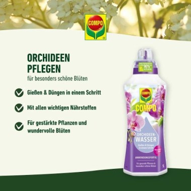 COMPO Orchideenwasser, Anwendungsfertig, Nährstoffreich, 1 Liter, 23272