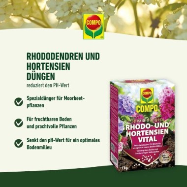 COMPO Rhodo- und Hortensien Vital, Spezial-Dünger, 1 kg, 21795