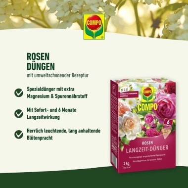 COMPO Rosen Langzeit-Dünger, 6 Monate Langzeitwirkung, 2 kg, 25 m², 23859