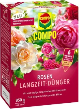 COMPO Rosen Langzeit-Dünger für alle Arten von Rosen, 6 Monate Langzeitwirkung, 850 g, 11 m², 23858