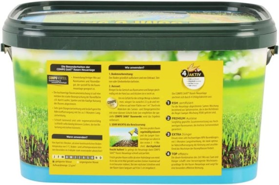 COMPO SAAT Rasen-Neuanlage-Mix, mit 3 Monaten Langzeitwirkung, 2,2 kg, 100 m², 10266