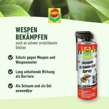COMPO Wespen Schaum-Gel-Spray, Sofort- und Langzeitwirkung, 500 ml, 20601
