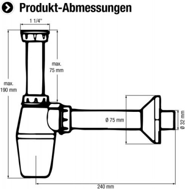 Cornat Tassen-Geruchsverschluss für Waschtische - 1 1/4 Zoll x 32 mm T317605