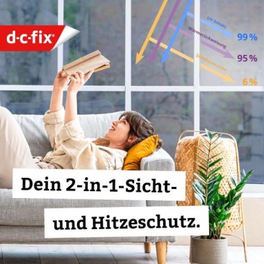 Preview: d-c-fix Fensterfolie Spiegel-Sichtschutzfolie, 67,5 x 1,5 cm, inkl. Cutter und Rakel, selbstklebende blickdichte Sichtschutzfolie, F3398050