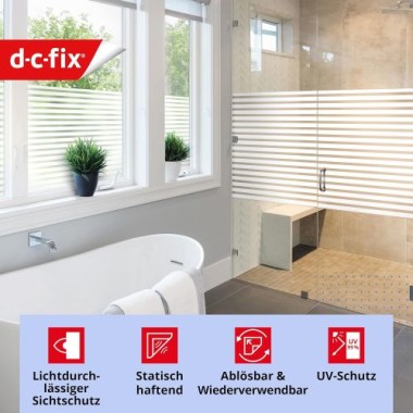 Preview: d-c-fix Fensterfolie static Linia, 67,5 cm x 1,5 m, selbstklebende blickdichte Sichtschutzfolie, F3388043
