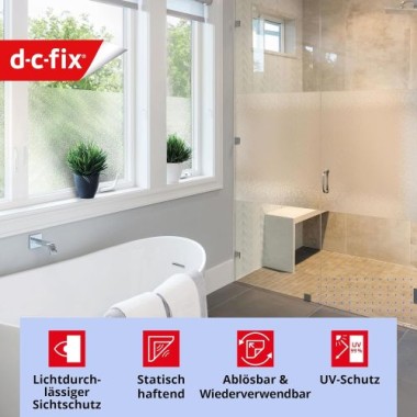 d-c-fix Fensterfolie static Milky, 67,5 cm x 1,5 m, selbstklebende blickdichte Sichtschutzfolie, F3388031