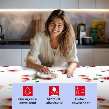 d-c-fix Tischdecke PVC-frei Poppyfield, 220 cm x 150 cm, eckig, F2361053