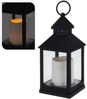 Edp 71653 Laterne mit LED-Kerze, 23 cm, Schwarz ANX000110