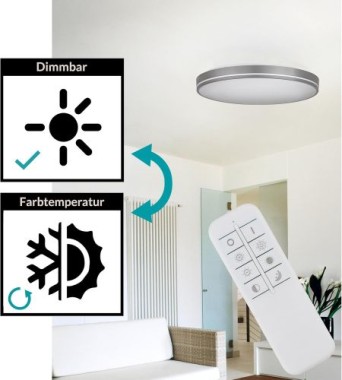 EGLO LED Deckenleuchte Orotava, dimmbar mit Fernbedienung, DM 39,5 cm, 75705