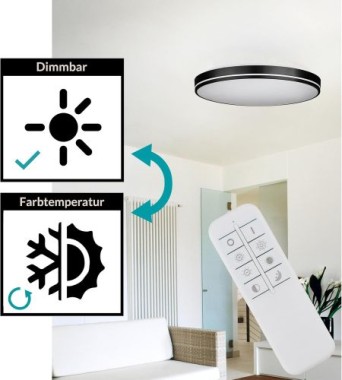 EGLO LED Deckenleuchte Orotava, dimmbar mit Fernbedienung, DM 39,5 cm, 75706