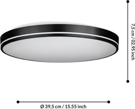 EGLO LED Deckenleuchte Orotava, dimmbar mit Fernbedienung, DM 39,5 cm, 75706