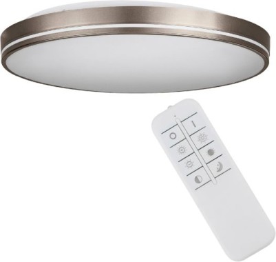 EGLO LED Deckenleuchte Orotava, dimmbare Deckenlampe mit Fernbedienung, DM 39,5 cm, Mokka/Weiß, 75707