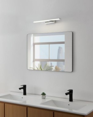 EGLO LED Spiegelleuchte Galenzana-E, aus Aluminium und Kunststoff in Chrom und Silber, neutralweiß, IP44, 74051