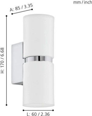EGLO LED Wandlampe Passa, Wandstrahler innen aus Metall in Weiß und Chrom, 95368
