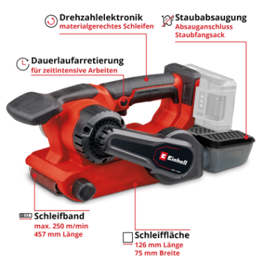 Preview: Einhell Akku-Bandschleifer TP-BS 18/457 Li BL - Solo 4466270