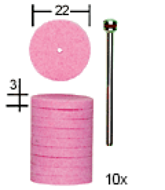 PROXXON Edelkorund Schleifscheiben, 22 mm, 10 Stück + 1 Träger, 28302