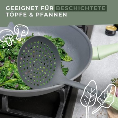 Fackelmann Abseihlöffel Ecolution, aus Holzfasern und Bio-Kunststoff, 34 cm x 11,5 cm, 33063