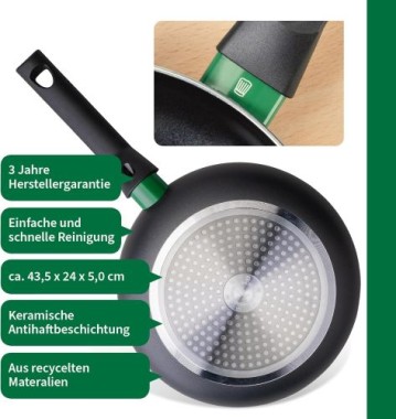 Preview: Fackelmann Chefkoch Aluminium-Pfanne Bielefeld Ø24 cm, mit Keramik-Antihaft-Beschichtung, 23364