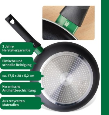 Preview: Fackelmann Chefkoch Aluminium-Pfanne Bielefeld Ø28 cm, mit Keramik-Antihaft-Beschichtung, 23365