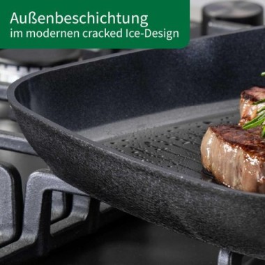 Fackelmann Chefkoch Keramik-Grillpfanne Hamburg, Hochwertige 28 cm Antihaft-Pfanne aus recyceltem Aluminium, 23721