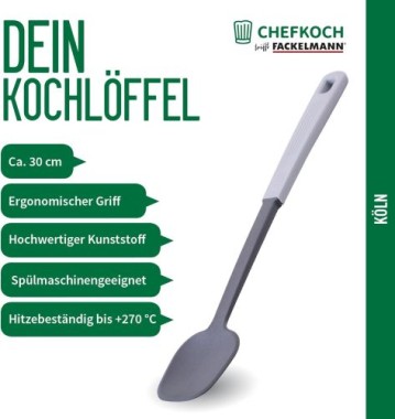 Preview: Fackelmann Chefkoch Kochlöffel Köln – Hochwertig, hitzebeständig und umweltfreundlich, 30 cm, 23521