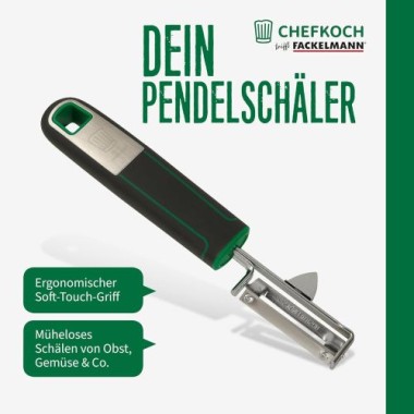 Preview: Fackelmann CHEFKOCH Pendelschäler Premium, Rostfreier Edelstahl, Müheloses Schälen, 23117