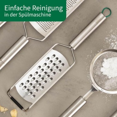 Fackelmann Chefkoch Premium Edelstahl Reibe, Grob, Spülmaschinengeeignet, Ergonomischer Griff, 315x75x25 mm, 23338