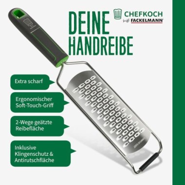 Preview: Fackelmann Chefkoch Premium Handreibe – 2-Wege Geätzte Reibefläche, Ergonomisch mit Soft-Touch-Griff, 23097