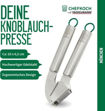 Preview: Fackelmann Chefkoch Premium Knoblauchpresse aus hochwertigem Edelstahl, 23331