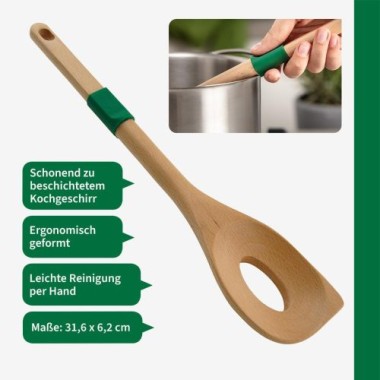 Preview: Fackelmann Chefkoch Risottolöffel aus nachhaltigem Buchenholz, mit Anti-Rutsch-Ring, 31,6 x 6,2 cm, 31163