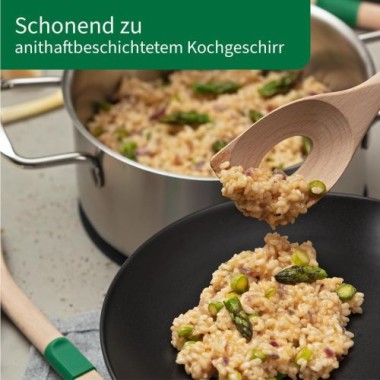 Fackelmann Chefkoch Risottolöffel aus nachhaltigem Buchenholz, mit Anti-Rutsch-Ring, 31,6 x 6,2 cm, 31163