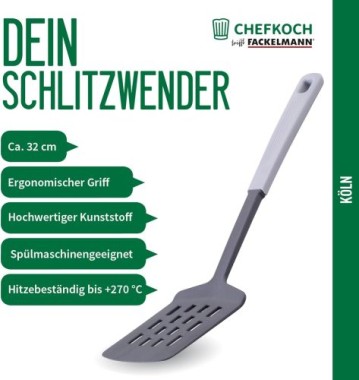 Preview: Fackelmann Chefkoch Schlitzwender Köln, aus recyceltem Material, 32 cm, 23520