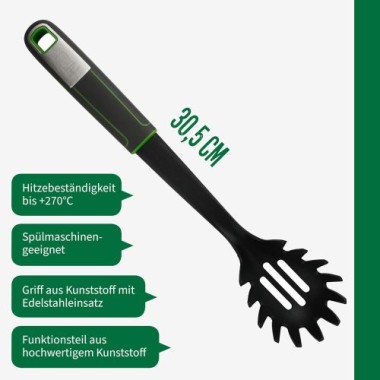 Preview: Fackelmann Chefkoch Spaghetti-Zange Premium, Hitzebeständig bis 270°C, Soft-Touch-Griff, 23105