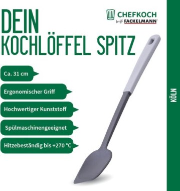 Preview: Fackelmann Chefkoch Spitzlöffel Köln, hitzebeständig bis 270°C, aus recyceltem Material, 23526