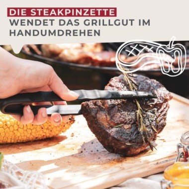 Fackelmann Steakpinzette zum feinen Greifen und Wenden – für Fleisch und Steak, 40197