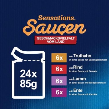 FELIX Sensations Saucen Geschmacksvielfalt vom Land, Nassfutter, 24x85g, 12449391