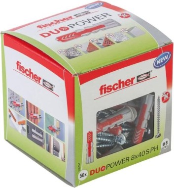 fischer DuoPower 8 x 40 PH LD mit Panhead-Schraube, 50 Dübel + 50 Schrauben, 535464